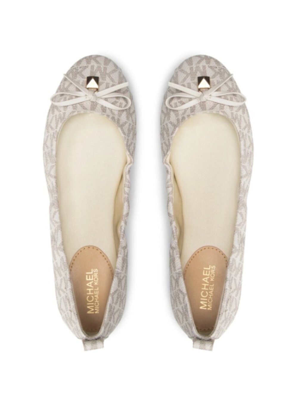 Michael Kors Light Gray Logo Ballet Flats with Bow Accent